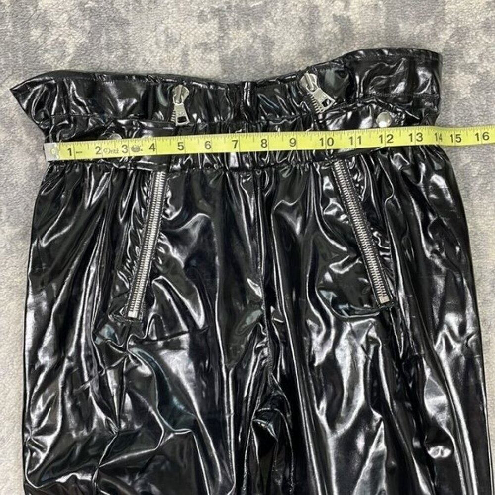 SOLD RTA Leon Faux Patent Leather Black Paperbag Pant Shiny SEE DESCRIPTION Sz S - Picture 4 of 13